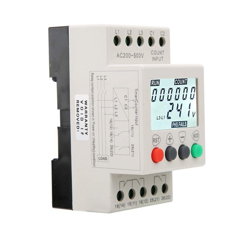 Naroote Jvr800-2 Voltage Stabilizer, Adjustable Voltage Protector, 3 Phase Under Over Voltage Protector Relay with Protective Functions for Phase Loss and Unbalanced Voltage - Image 1